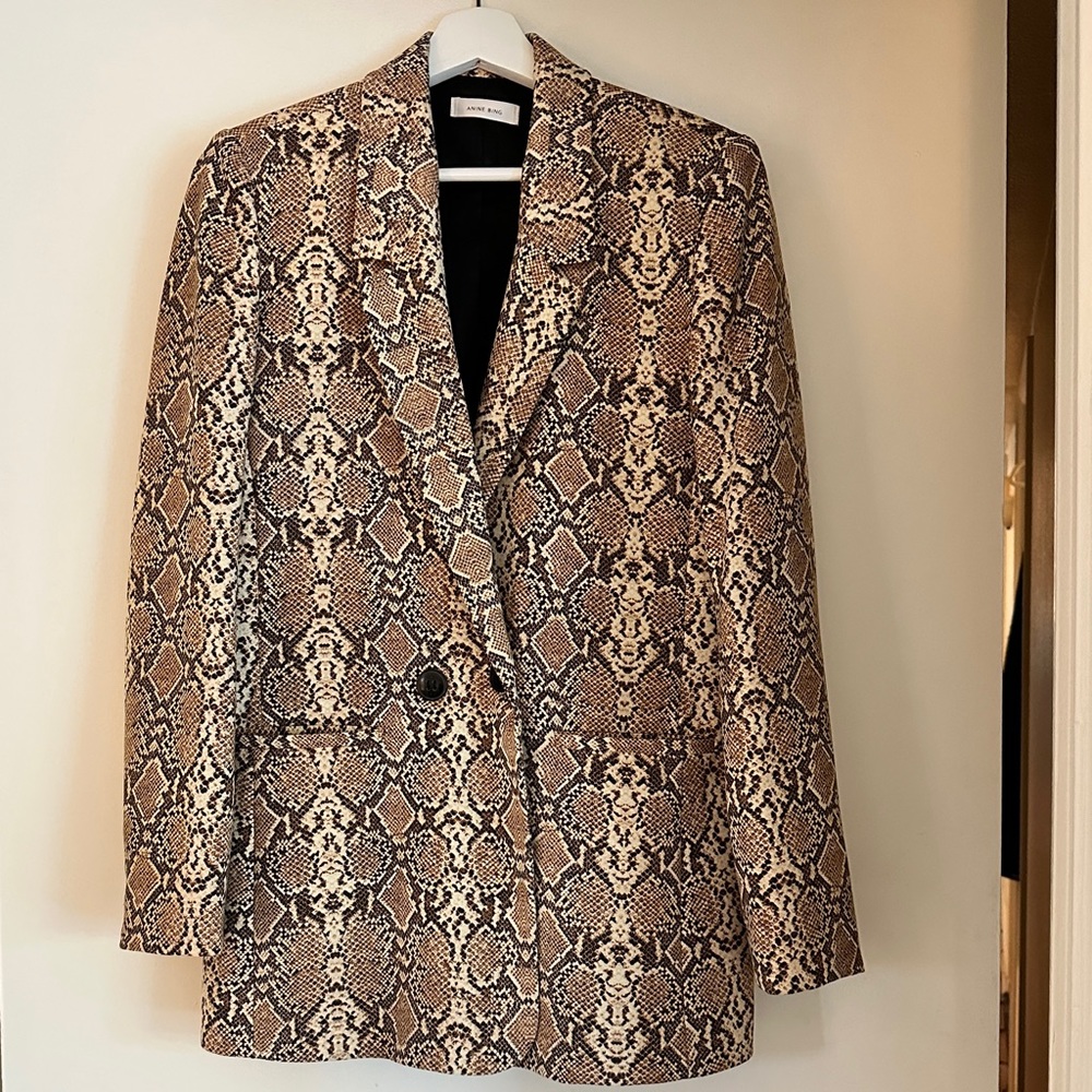 Anine Bing Madeline Python Double Breasted Blazer S/P